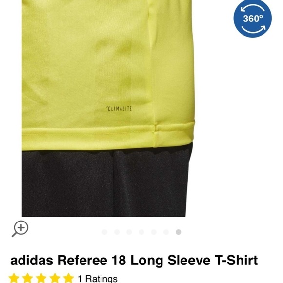 𝅺ADIDAS Referee Long Sleeve T-Shirt Small Neon Yellow - Picture 7 of 8